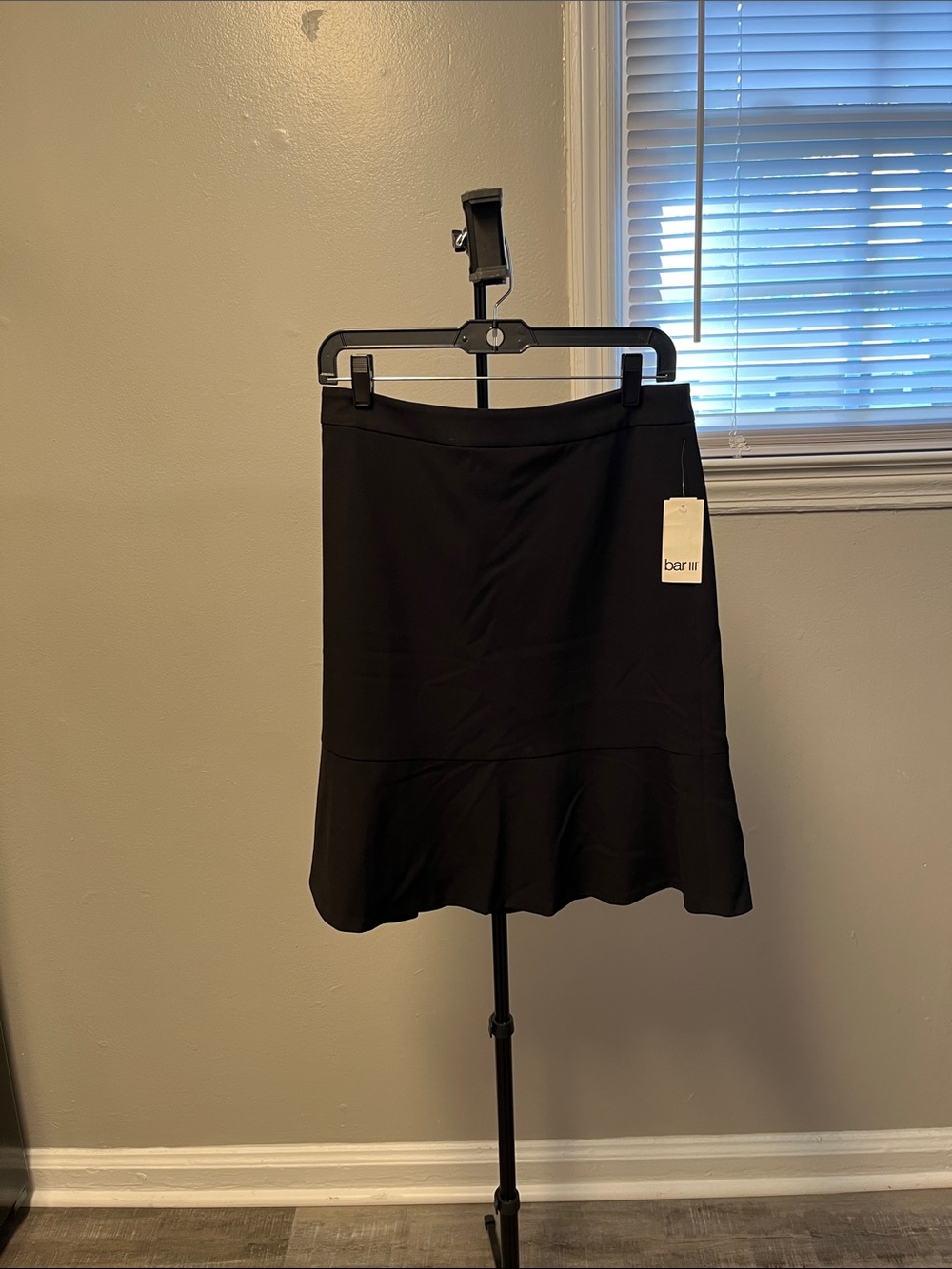 Bar III Black A-Line Skirt with Flounced Hem